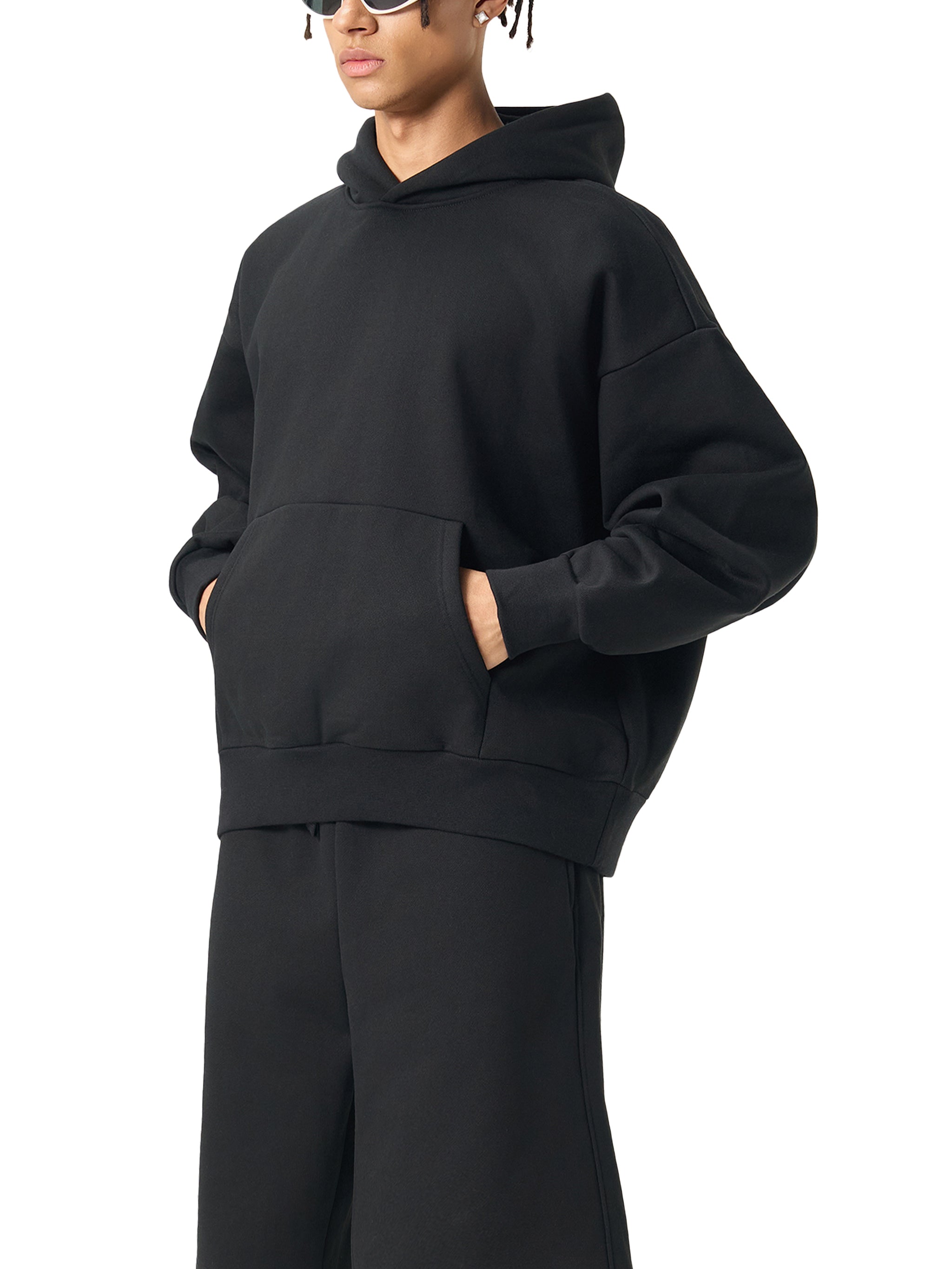 Essential Heavyweight Fleece Hoodie(Black)